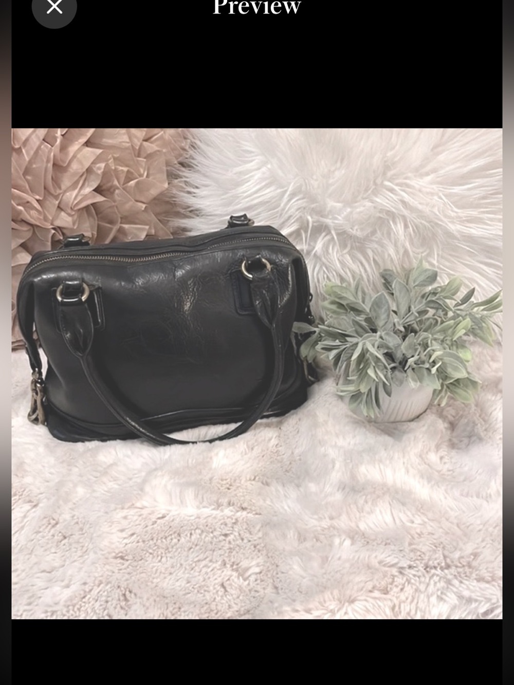 Vintage Monsac Original Black Leather Satchel Doctors Bag Purse